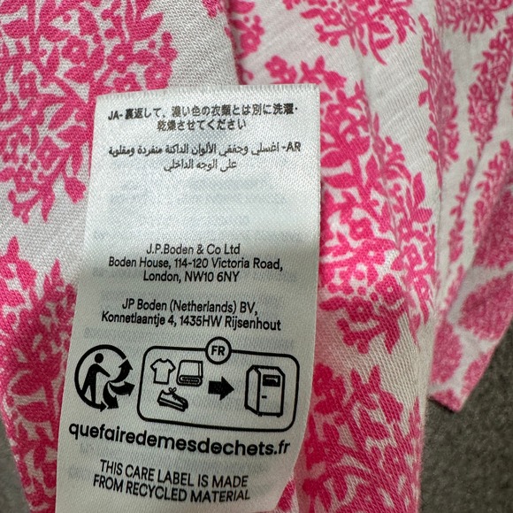 Boden Broderie Sleeve Frill Neck Button Up Blouse Top Women 10 Pink Feminine - Picture 12 of 12